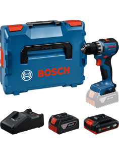 Komplet vrtalnika Bosch GSR18V-52 s kovčkom, polnilnikom in 18V baterijami.