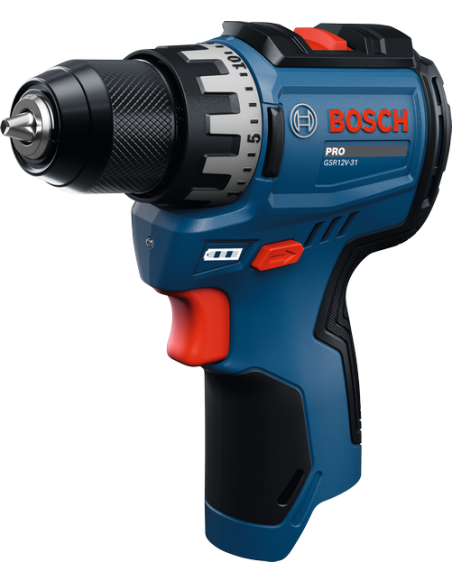 Bosch akumulatorski vrtalnik GSR12V-31 s kompaktno zasnovo.
